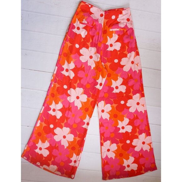 Mirae Paris Floral Retro Chic High-Waisted Wide-Leg Pants – Size 40 (US 8) - Picture 9 of 11